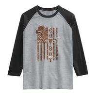 Retro Cowboy Raglan Shirt USA Flag Texas Western Country Rodeo Southern