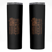 Retro Cowboy Skinny Tumbler USA Flag Texas Western Country Rodeo Southern
