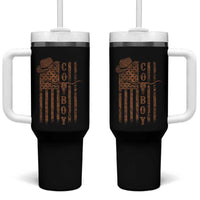 Retro Cowboy Tumbler With Handle USA Flag Texas Western Country Rodeo Southern