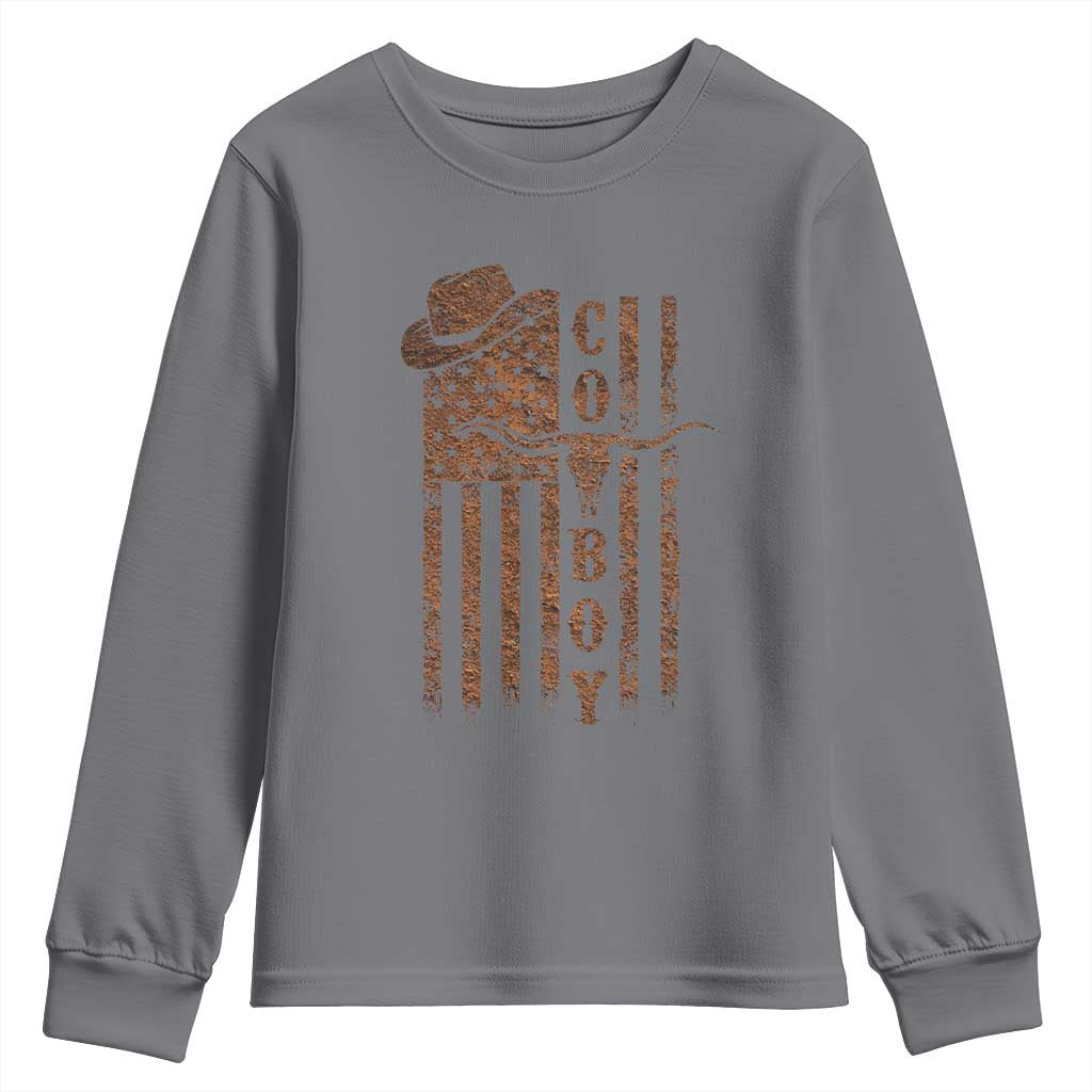 Retro Cowboy Youth Sweatshirt USA Flag Texas Western Country Rodeo Southern