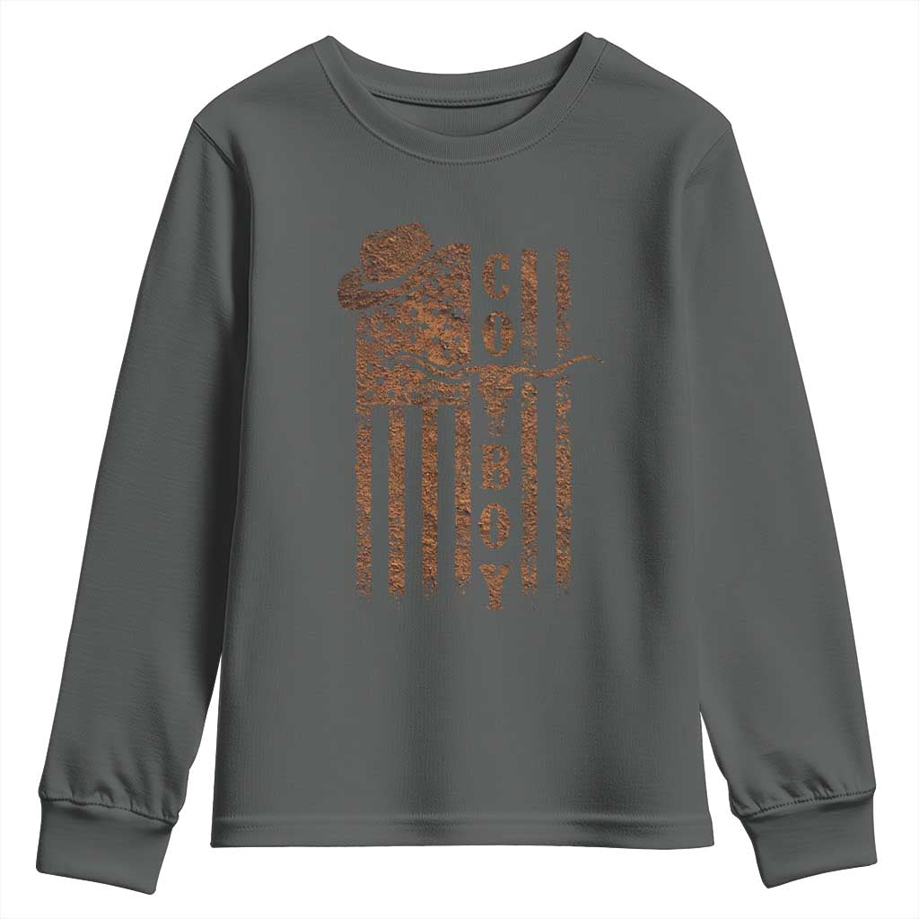 Retro Cowboy Youth Sweatshirt USA Flag Texas Western Country Rodeo Southern