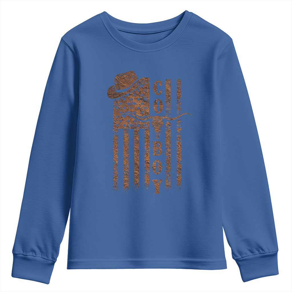 Retro Cowboy Youth Sweatshirt USA Flag Texas Western Country Rodeo Southern