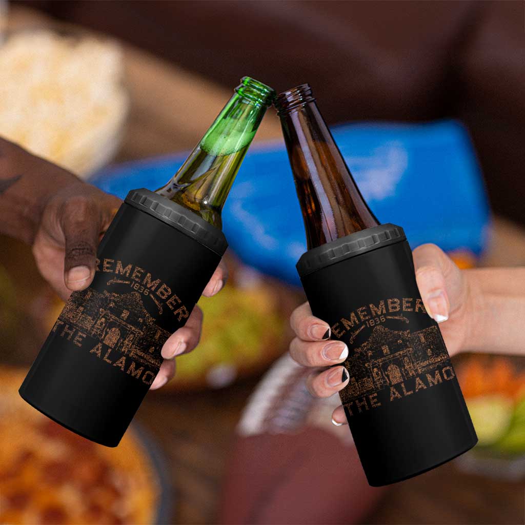 Remember The Alamo 4 in 1 Can Cooler Tumbler Texas Souvenir History San Antonio Pride - Wonder Print Shop