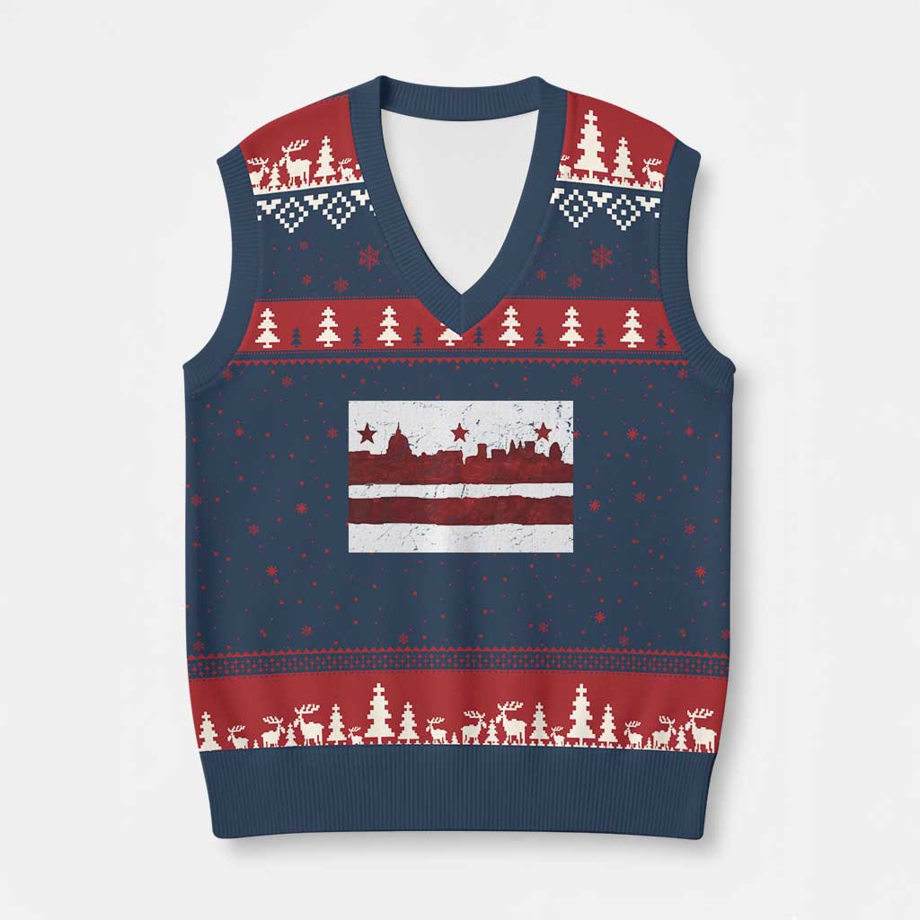 Washington DC Flag V-Neck Knit Sweater Vest