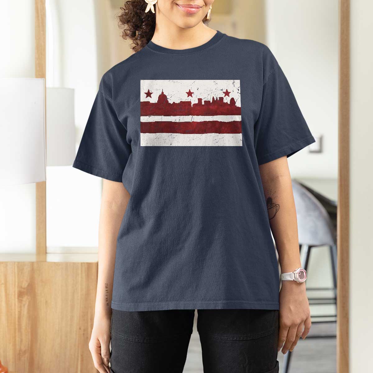 Washington DC Flag T Shirt For Women