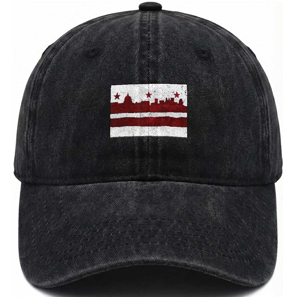 Washington DC Flag Washed Cotton Baseball Cap