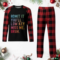 Admit It You'll Low Key Miss Me Bruh Plaid Pajama Set Last Day of School Teacher - Wonder Print Shop