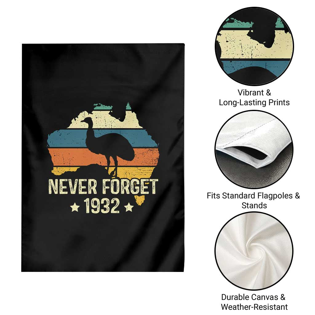 Never Forget 1932 Emu War Garden Flag Funny Emu Lover Zookeeper