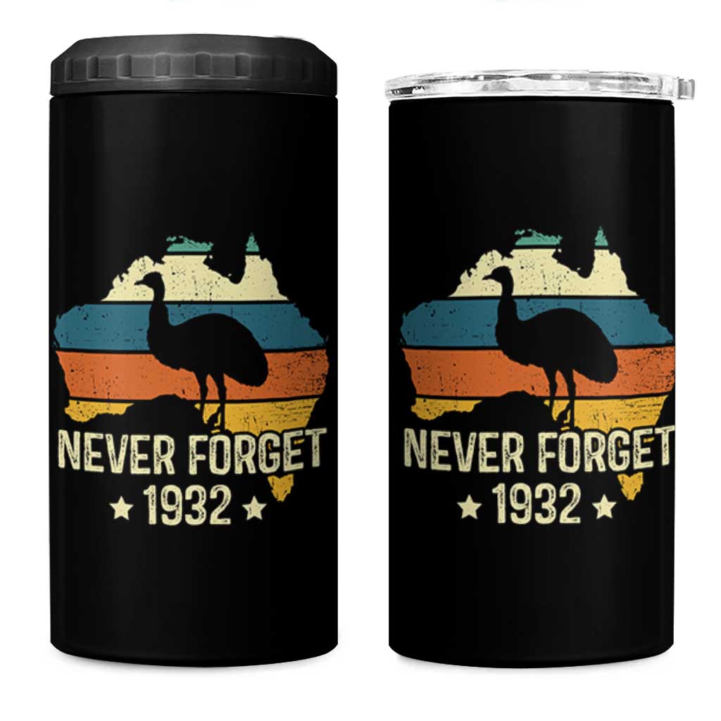 Never Forget 1932 Emu War 4 in 1 Can Cooler Tumbler Funny Emu Lover Zookeeper
