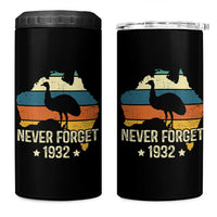 Never Forget 1932 Emu War 4 in 1 Can Cooler Tumbler Funny Emu Lover Zookeeper