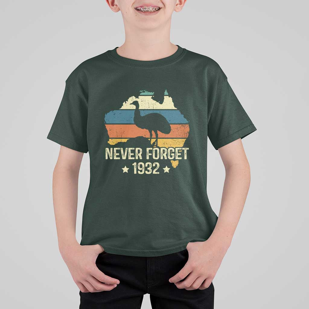 Never Forget 1932 Emu War T Shirt For Kid Funny Emu Lover Zookeeper