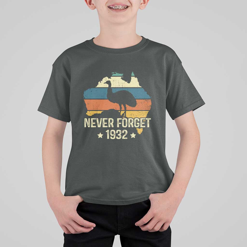 Never Forget 1932 Emu War T Shirt For Kid Funny Emu Lover Zookeeper