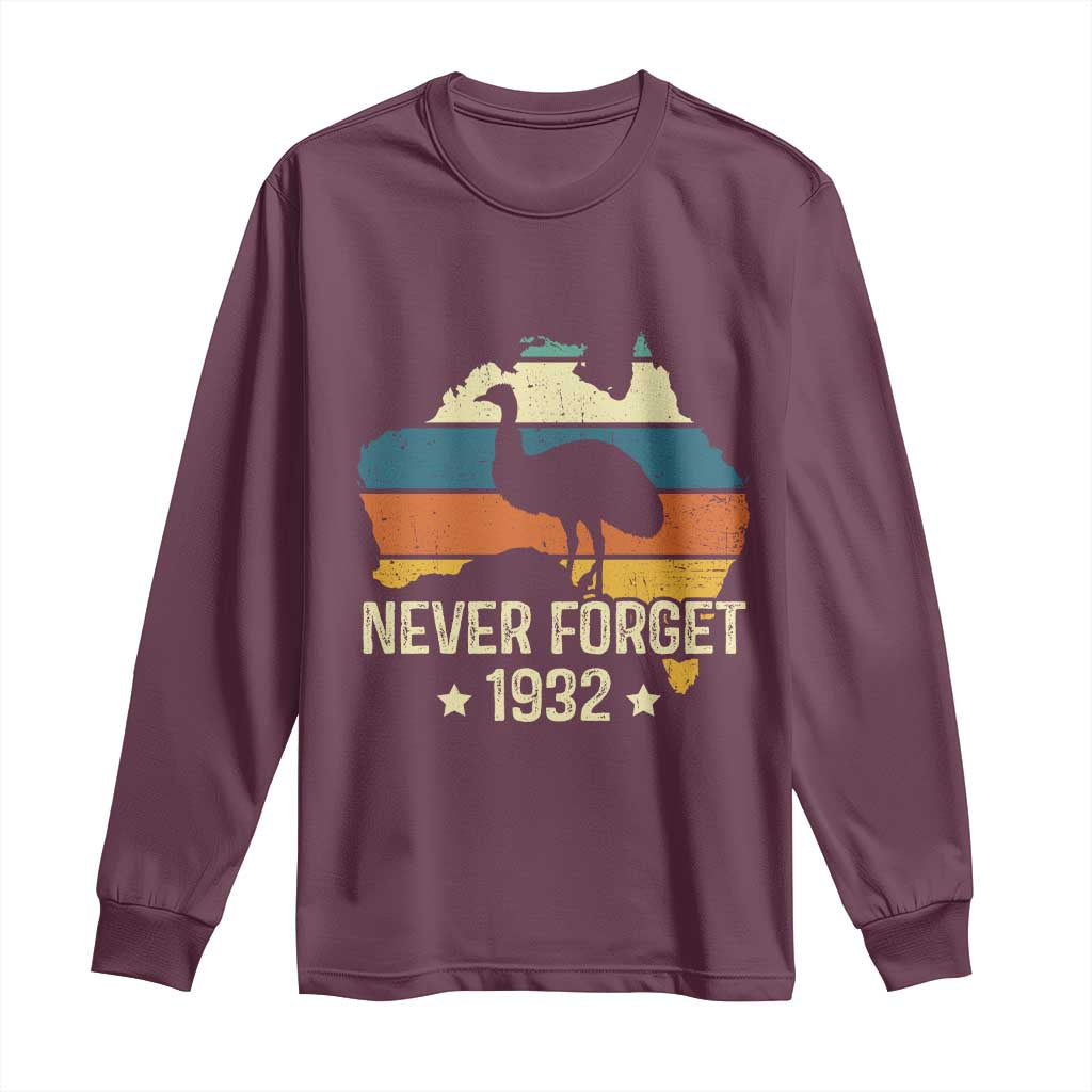 Never Forget 1932 Emu War Long Sleeve Shirt Funny Emu Lover Zookeeper