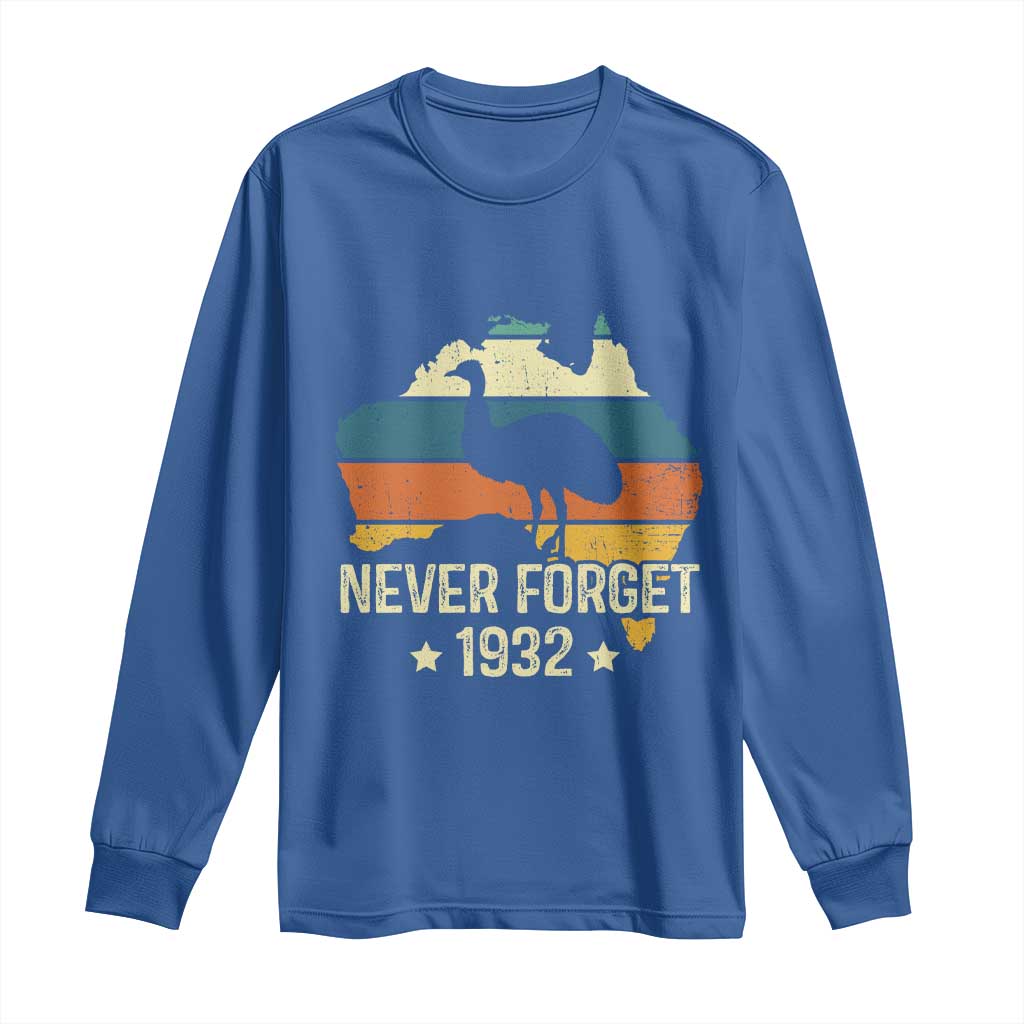 Never Forget 1932 Emu War Long Sleeve Shirt Funny Emu Lover Zookeeper