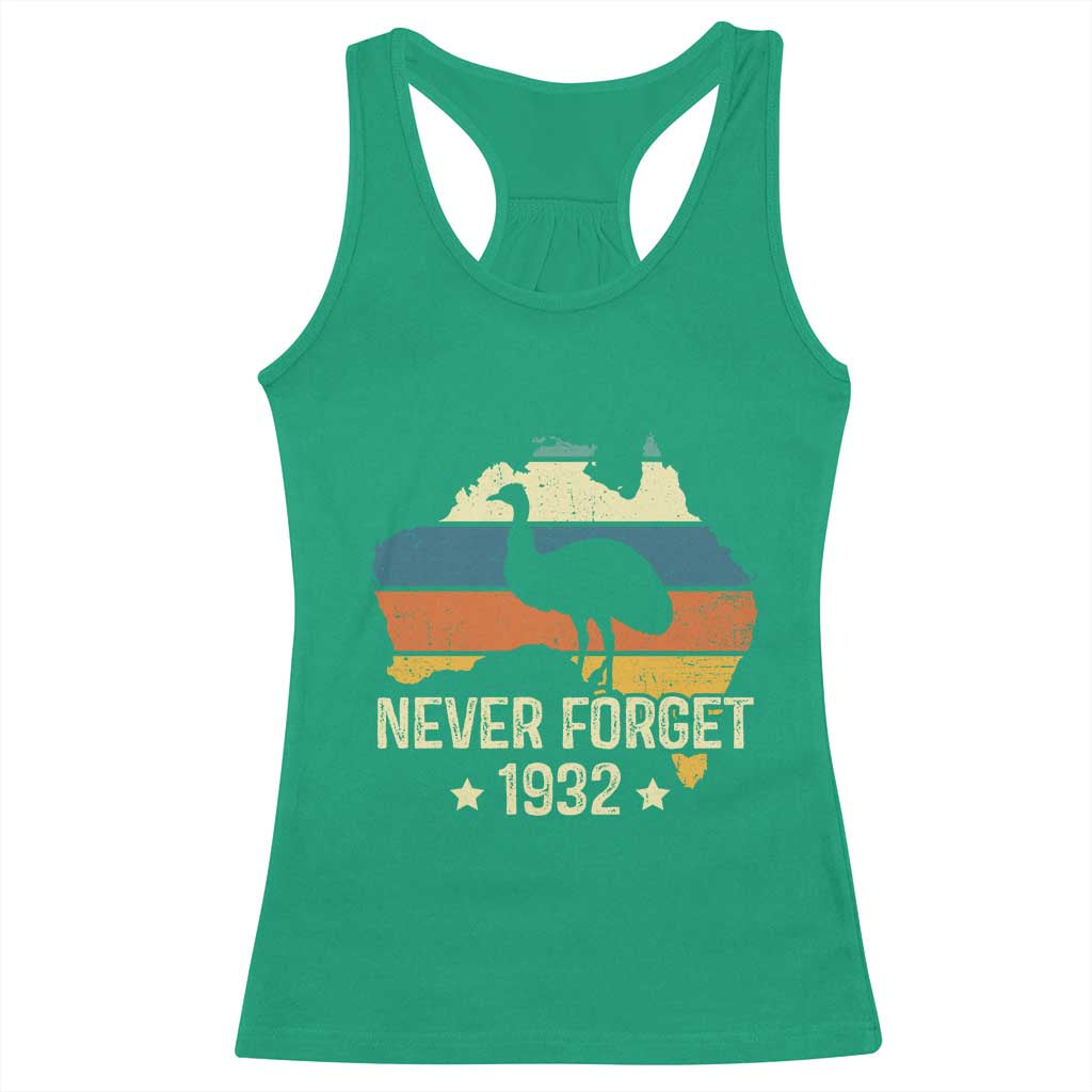 Never Forget 1932 Emu War Racerback Tank Top Funny Emu Lover Zookeeper