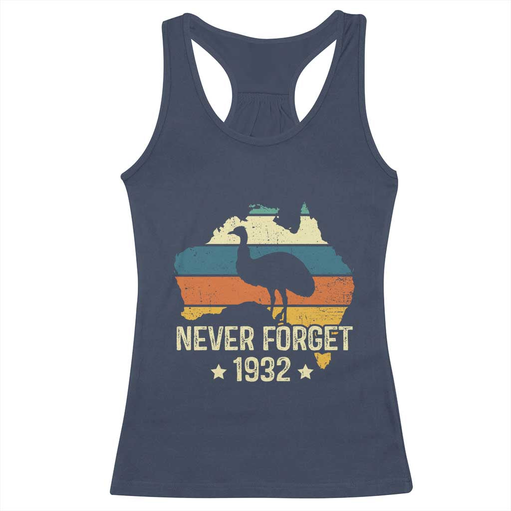 Never Forget 1932 Emu War Racerback Tank Top Funny Emu Lover Zookeeper
