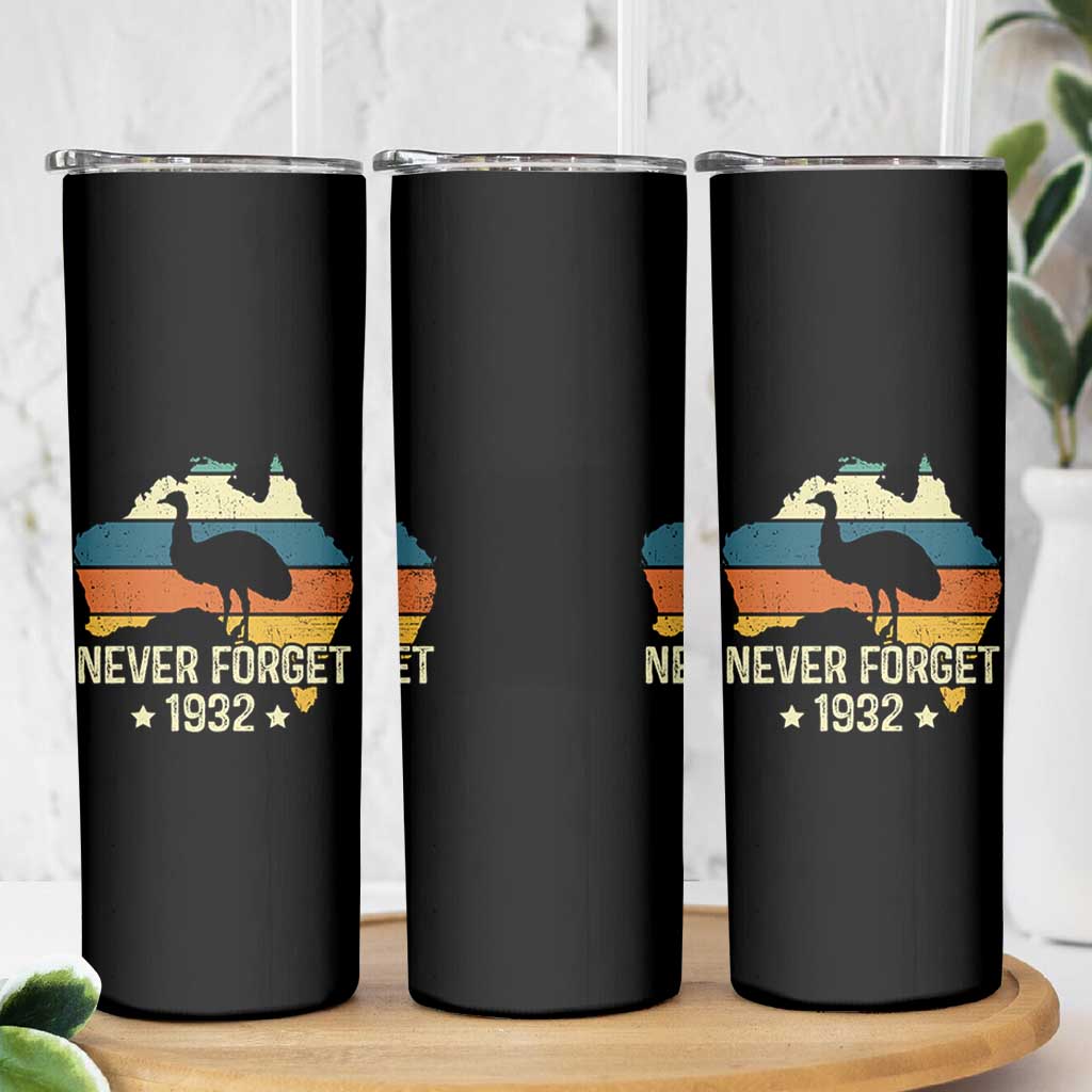 Never Forget 1932 Emu War Skinny Tumbler Funny Emu Lover Zookeeper