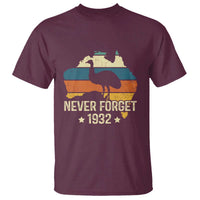 Never Forget 1932 Emu War T Shirt Funny Emu Lover Zookeeper
