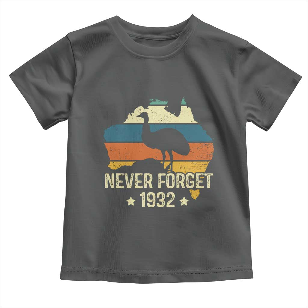 Never Forget 1932 Emu War Toddler T Shirt Funny Emu Lover Zookeeper