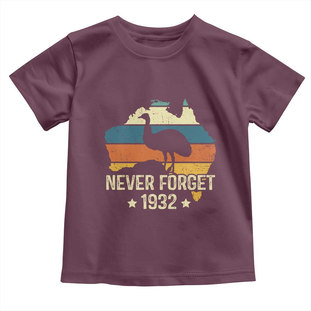 Never Forget 1932 Emu War Toddler T Shirt Funny Emu Lover Zookeeper
