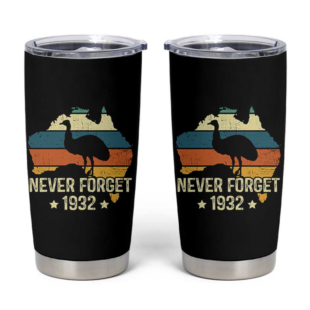 Never Forget 1932 Emu War Tumbler Cup Funny Emu Lover Zookeeper