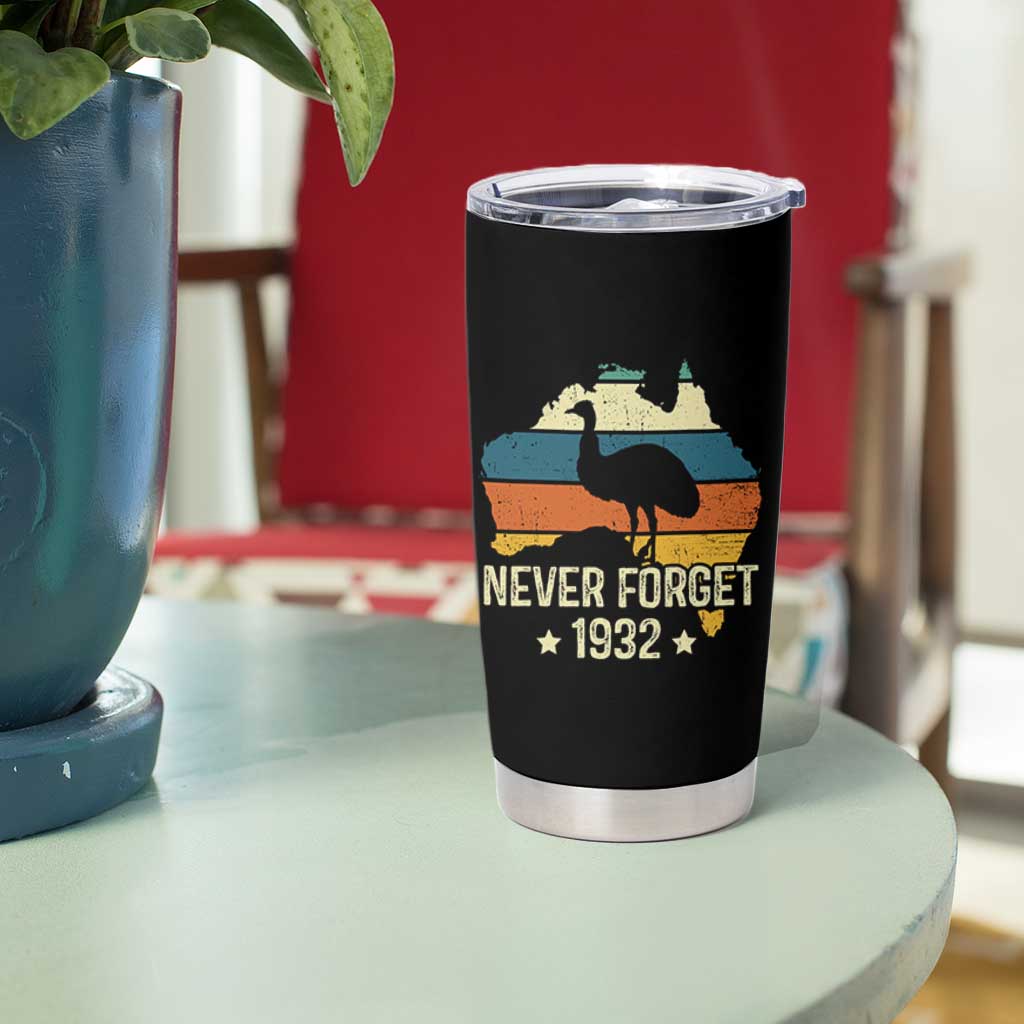 Never Forget 1932 Emu War Tumbler Cup Funny Emu Lover Zookeeper