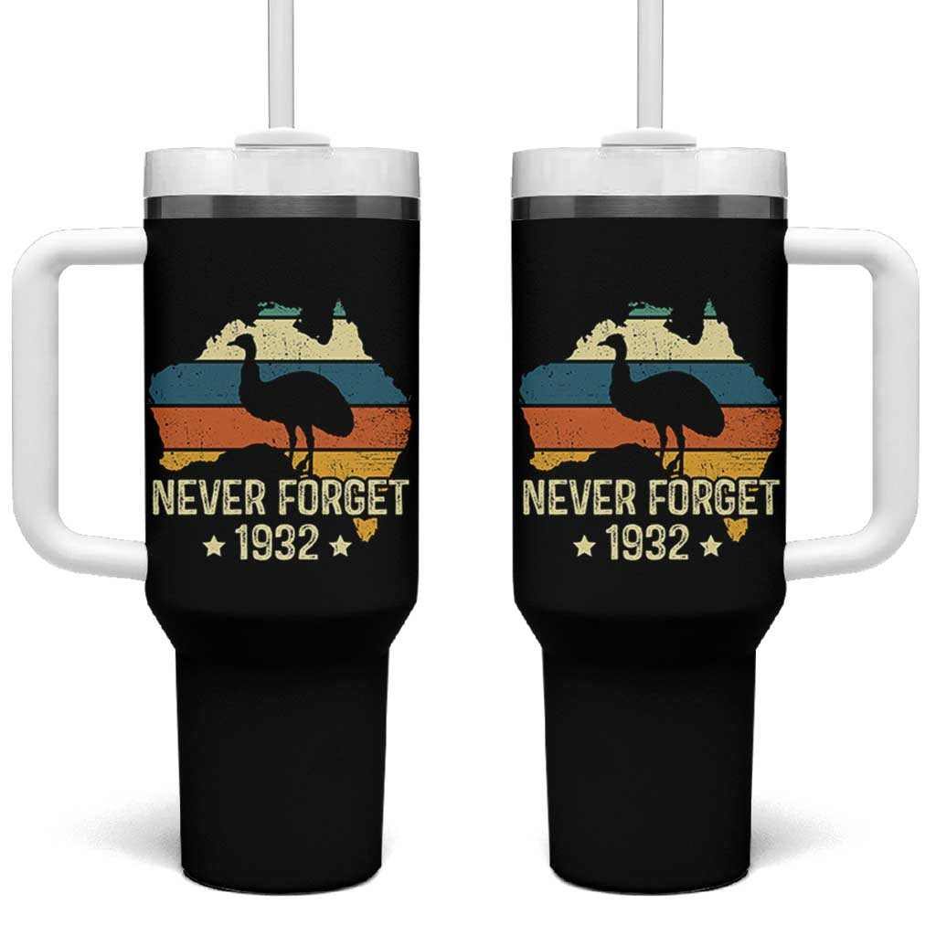 Never Forget 1932 Emu War Tumbler With Handle Funny Emu Lover Zookeeper