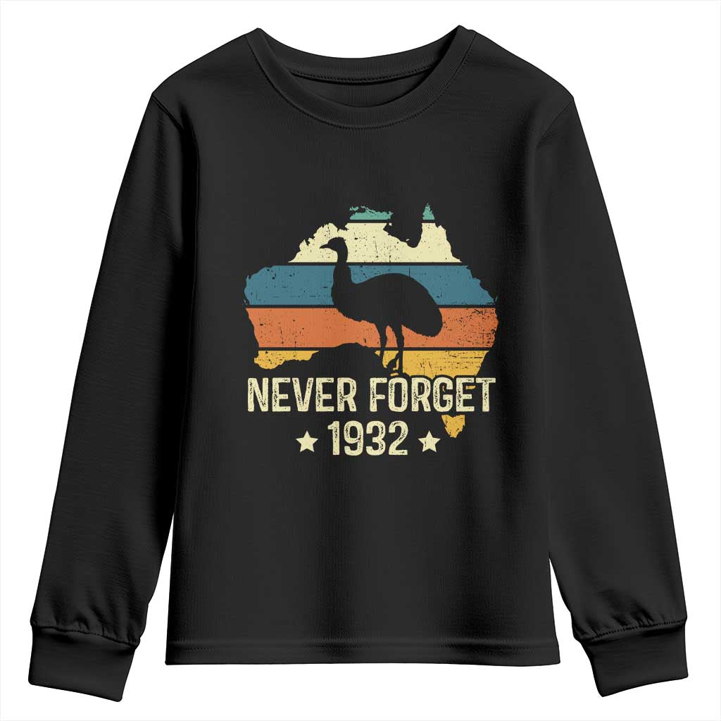 Never Forget 1932 Emu War Youth Sweatshirt Funny Emu Lover Zookeeper