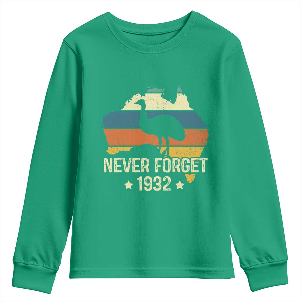 Never Forget 1932 Emu War Youth Sweatshirt Funny Emu Lover Zookeeper