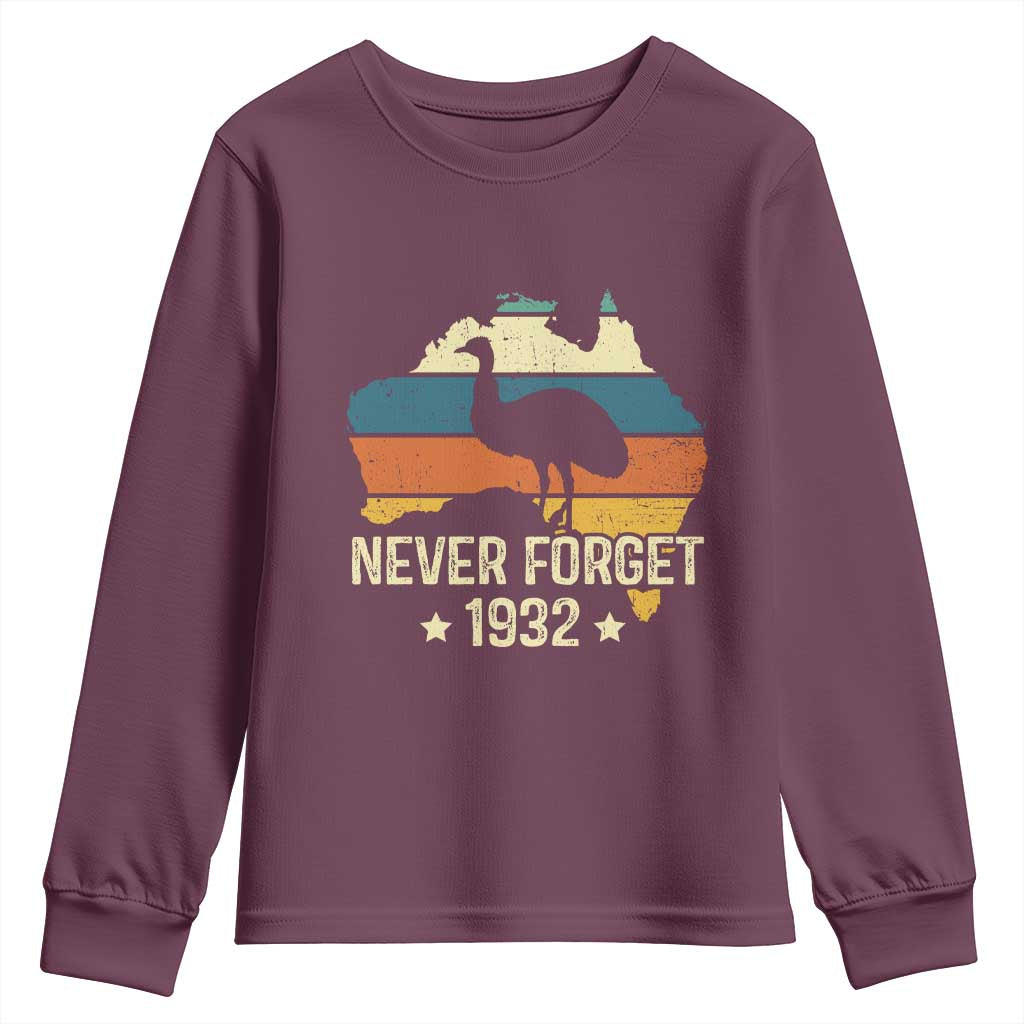 Never Forget 1932 Emu War Youth Sweatshirt Funny Emu Lover Zookeeper