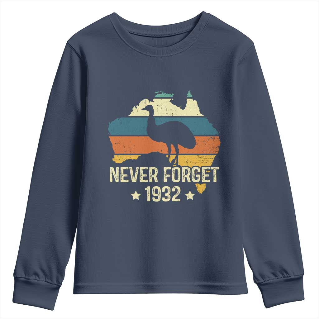 Never Forget 1932 Emu War Youth Sweatshirt Funny Emu Lover Zookeeper