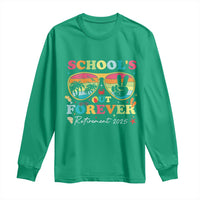 School's Out Forever Retired Teacher 2025 Long Sleeve Shirt Groovy Retirement