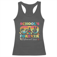 School's Out Forever Retired Teacher 2025 Racerback Tank Top Groovy Retirement