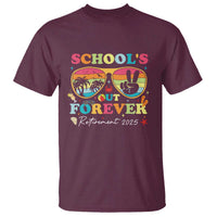 School's Out Forever Retired Teacher 2025 T Shirt Groovy Retirement