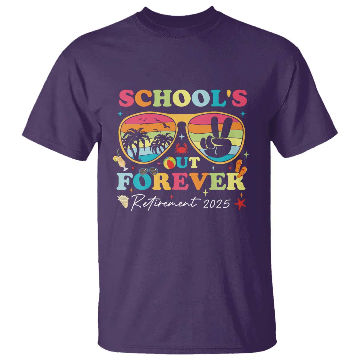 School's Out Forever Retired Teacher 2025 T Shirt Groovy Retirement