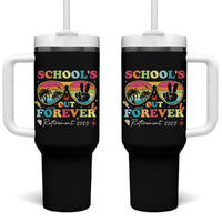 School's Out Forever Retired Teacher 2025 Tumbler With Handle Groovy Retirement