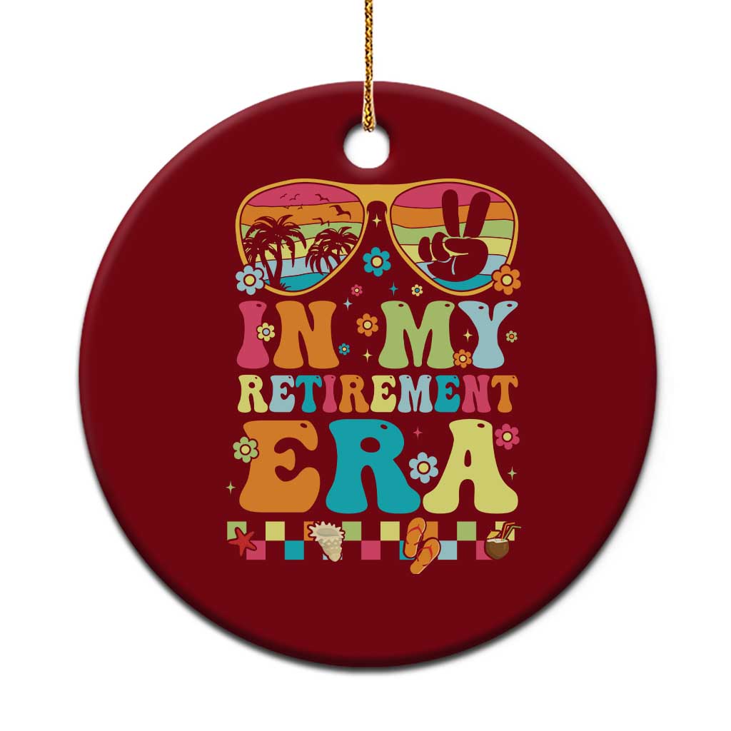 Retired Est 2025 Ceramic Ornament In My Retirement Era Groovy Summer Vibes - Wonder Print Shop