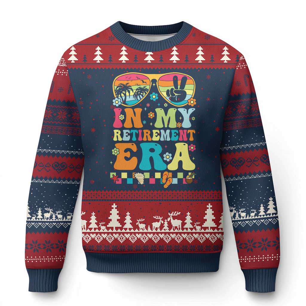 Retired Est 2025 Ugly Christmas Sweater In My Retirement Era Groovy Summer Vibes - Wonder Print Shop