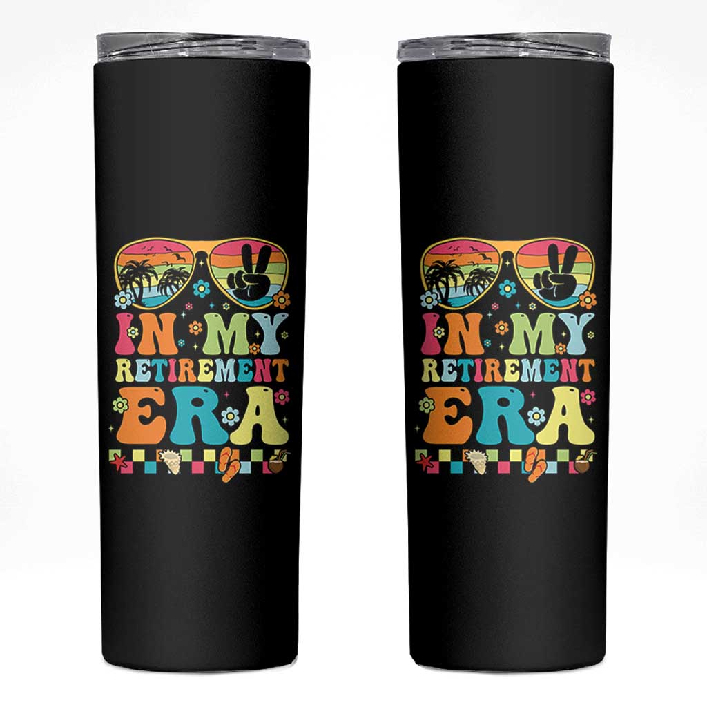 Retired Est 2025 Skinny Tumbler In My Retirement Era Groovy Summer Vibes