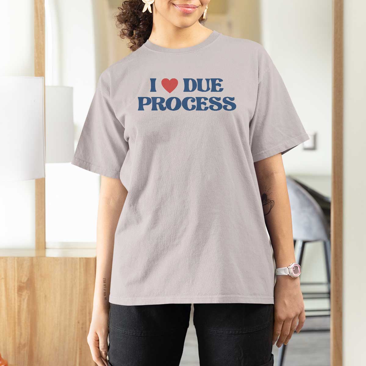 I Love Due Process T Shirt For Women Pro Immigration Immigrants Feed America