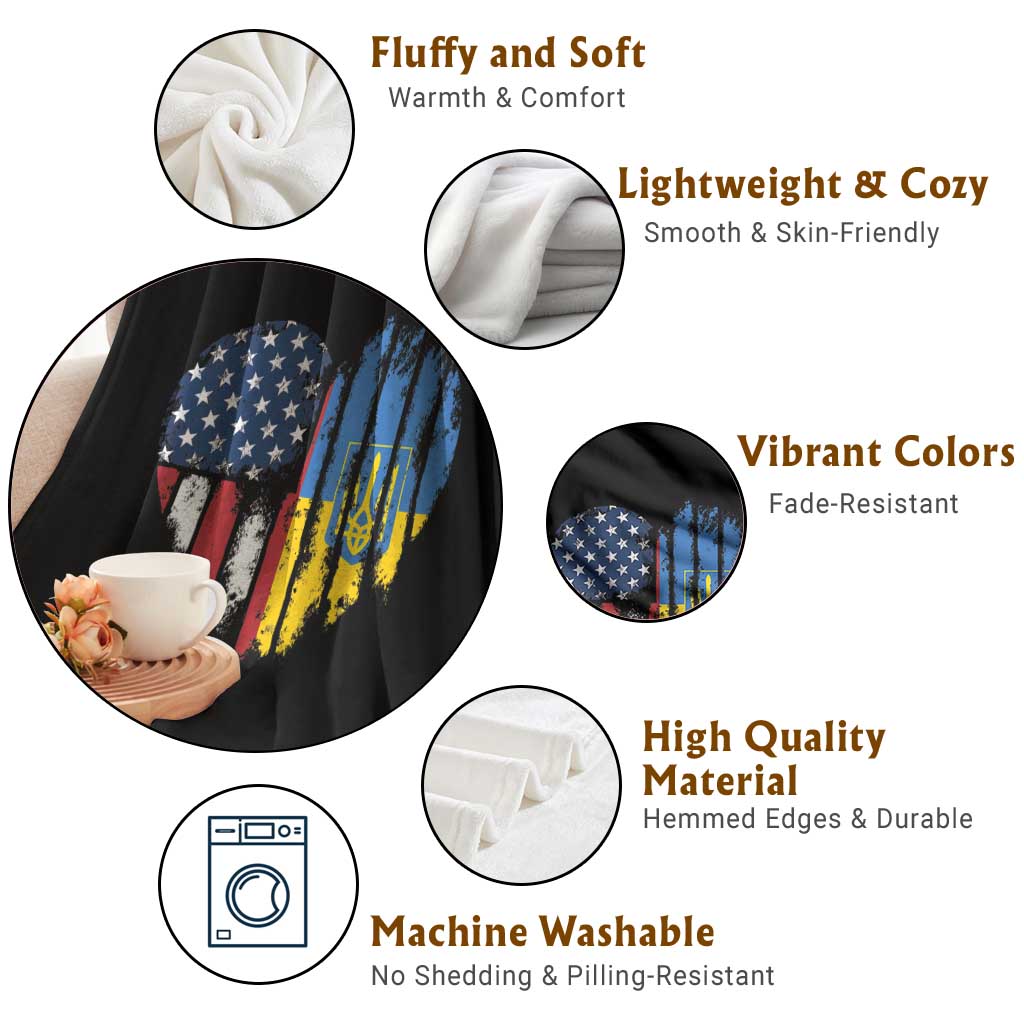 Support Ukraine Throw Blanket Stand With Ukraine American Ukrainian Flag