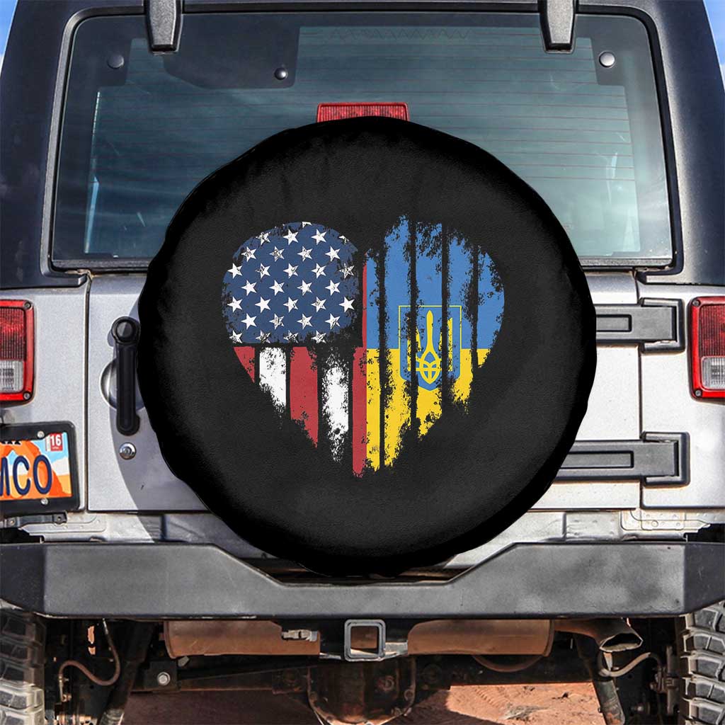 Support Ukraine Spare Tire Cover Stand With Ukraine American Ukrainian Flag