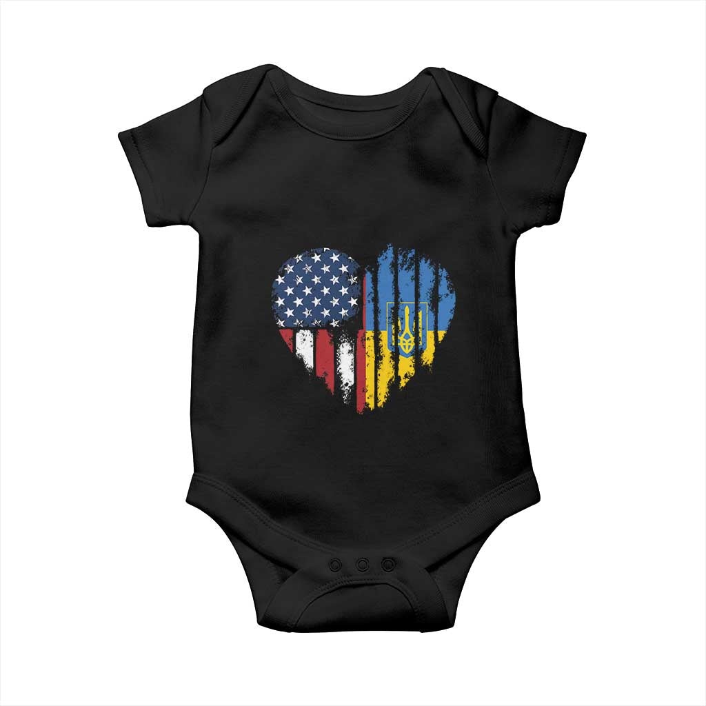 Support Ukraine Baby Onesie Stand With Ukraine American Ukrainian Flag