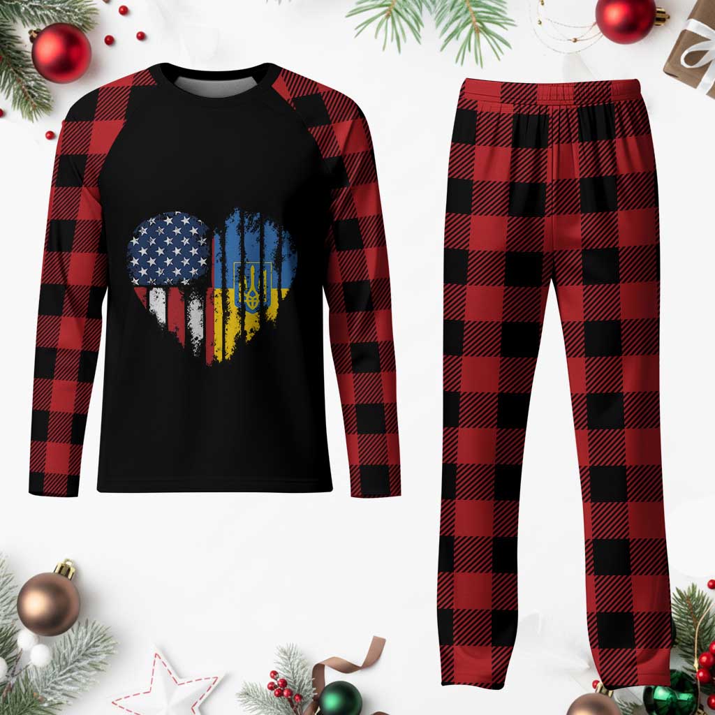 Support Ukraine Plaid Pajama Set Stand With Ukraine American Ukrainian Flag