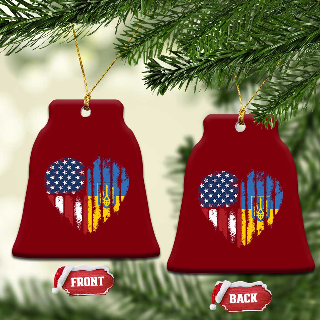 Support Ukraine Ceramic Ornament Stand With Ukraine American Ukrainian Flag