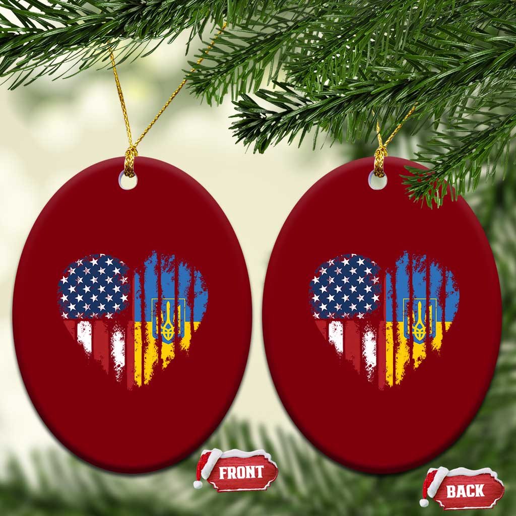 Support Ukraine Ceramic Ornament Stand With Ukraine American Ukrainian Flag
