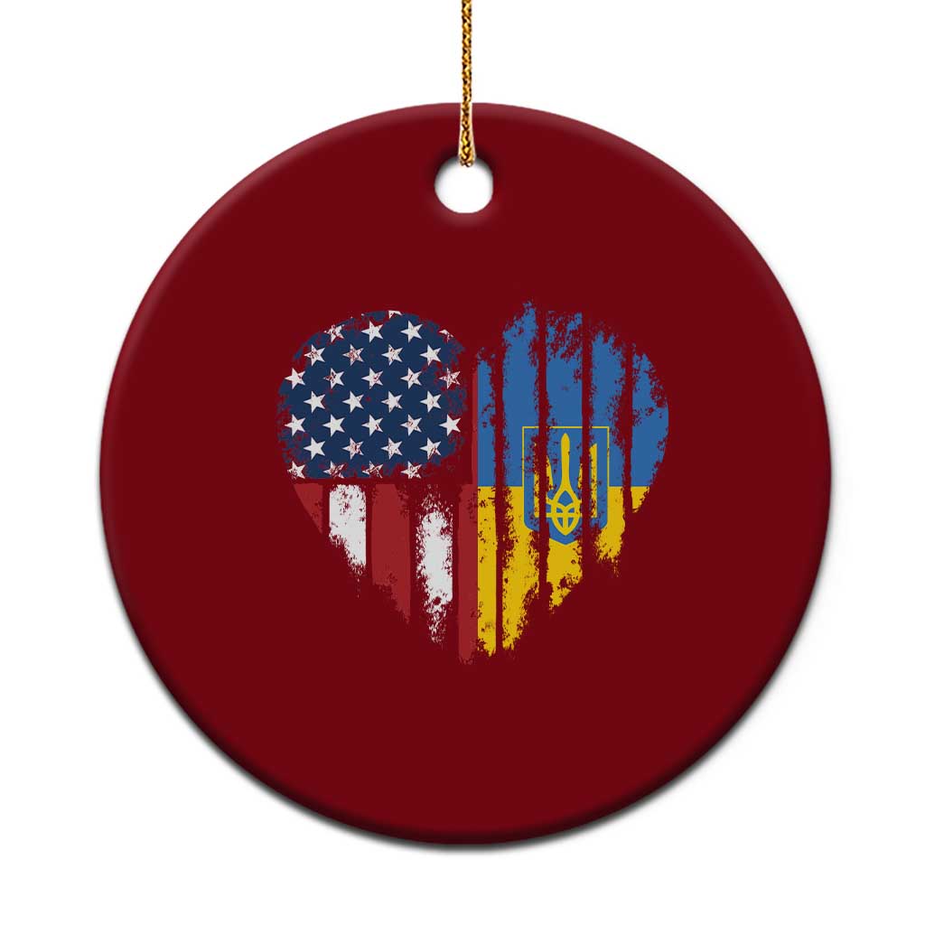 Support Ukraine Ceramic Ornament Stand With Ukraine American Ukrainian Flag