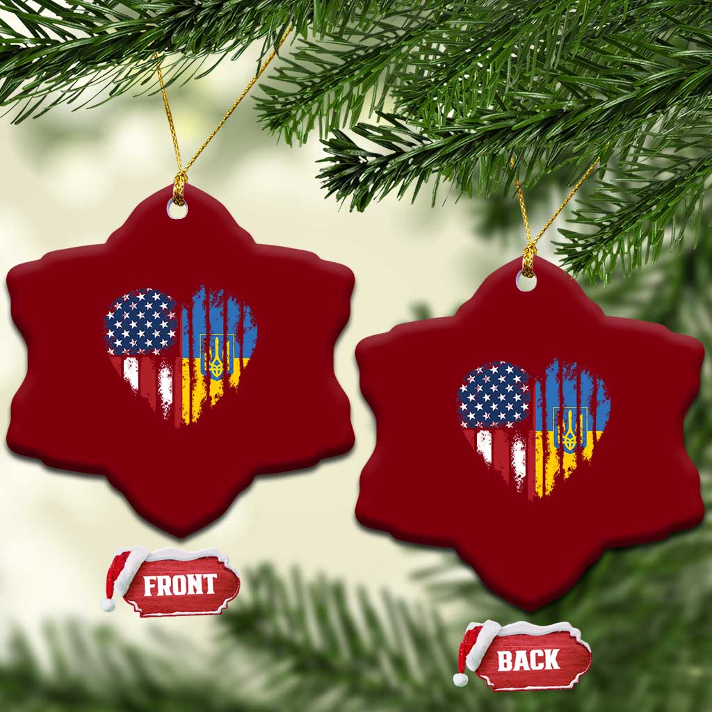 Support Ukraine Ceramic Ornament Stand With Ukraine American Ukrainian Flag