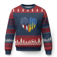 Support Ukraine Ugly Christmas Sweater Stand With Ukraine American Ukrainian Flag