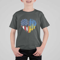 Support Ukraine T Shirt For Kid Stand With Ukraine American Ukrainian Flag